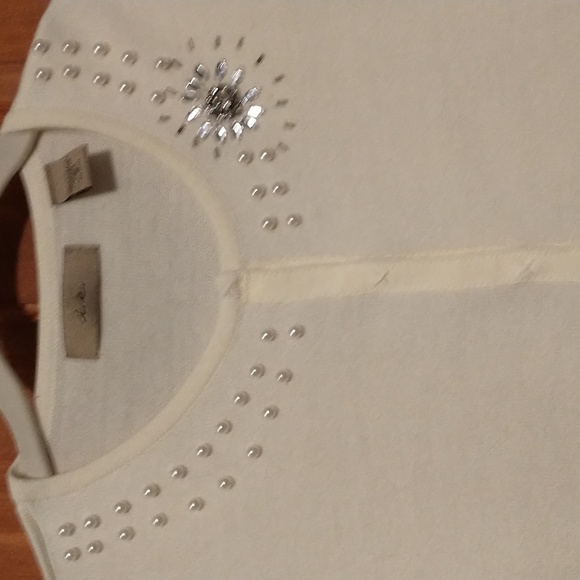 i.e. woman's size S 3/4 sleeve lightweight cardigan w beads, faux gems - Picture 4 of 12